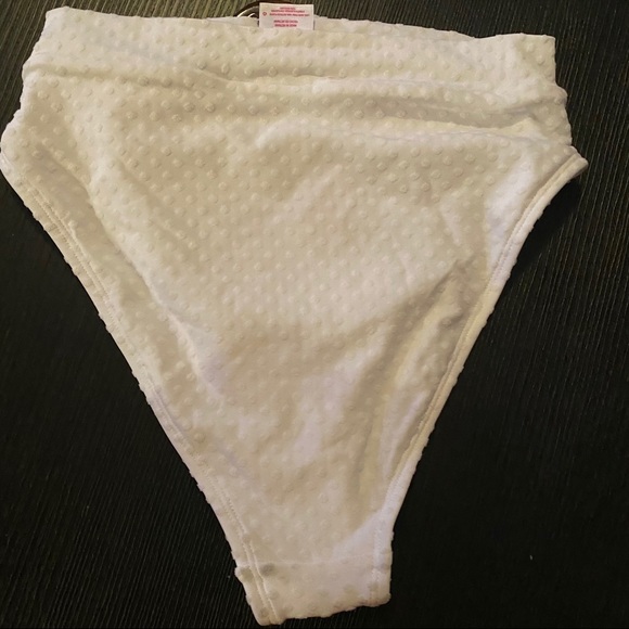 Juniors' Pique Belt High Leg Bikini Bottom- White - Picture 5 of 9